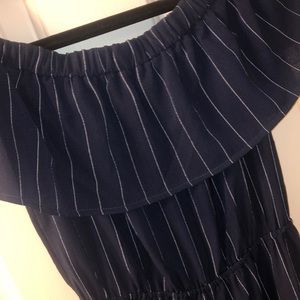 Navy and White Pinstripe Jumpsuit